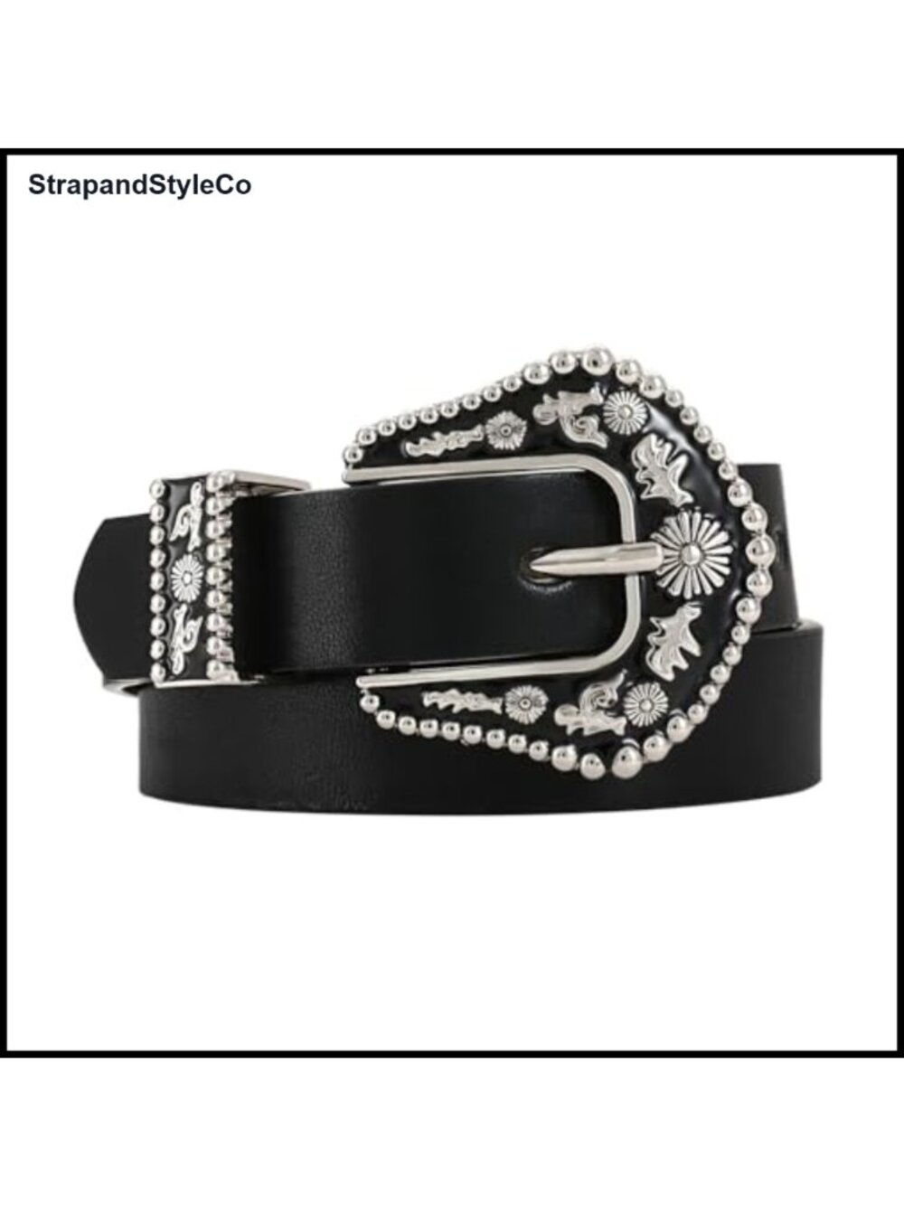 Synthetic Leather Western Buckle Belt for Jeans Pants Dresses